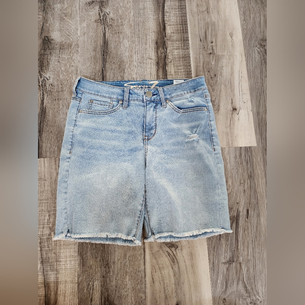 Seven7 Light Blue Denim Bermuda Shorts